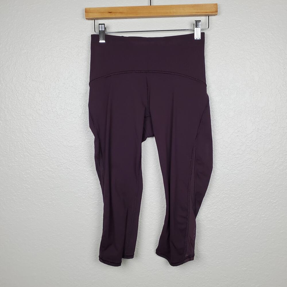 Lululemon Train Times Crop Leggings Size‎ 4 Womens 17" Purple Run Yoga Workout